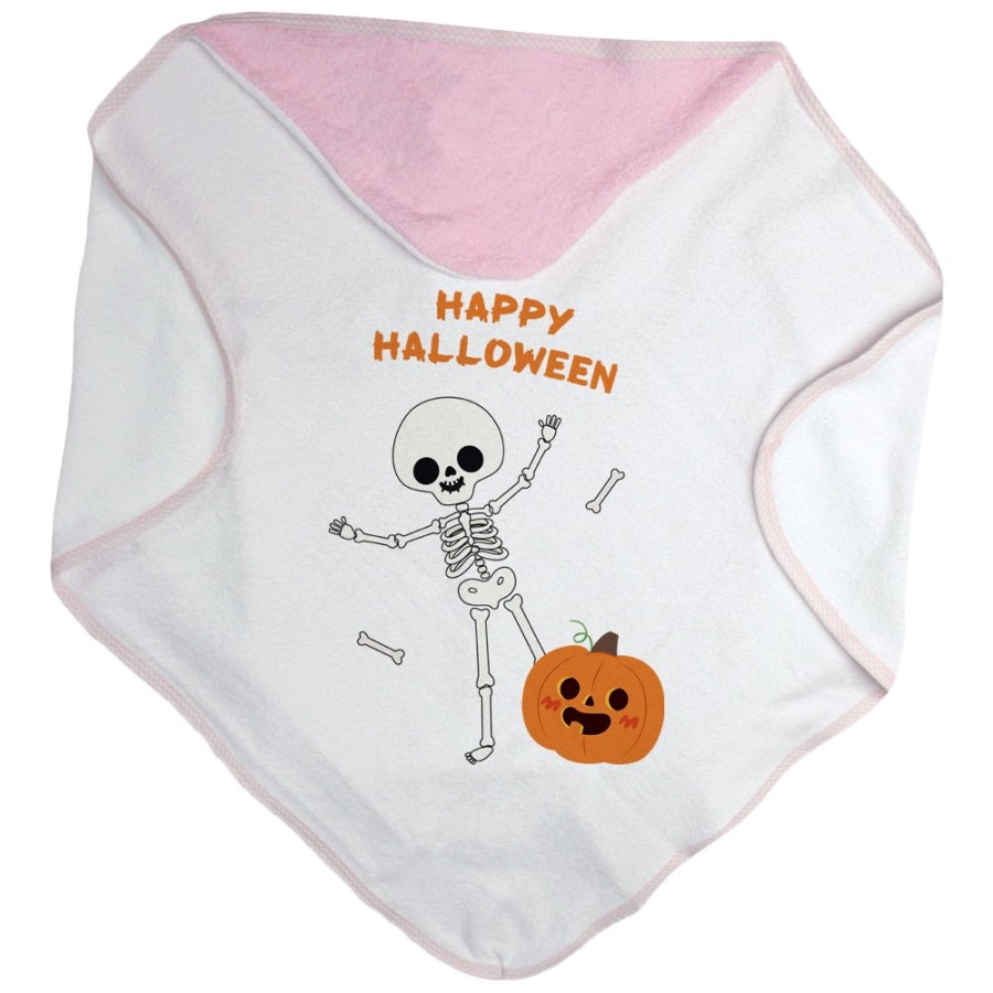 Accappatoio neonato happy halloween con scheletro e zucca danzerini Halloween