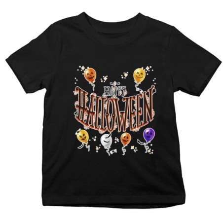 T-shirt bambino happy halloween con palloncini terrificanti watercolor Halloween