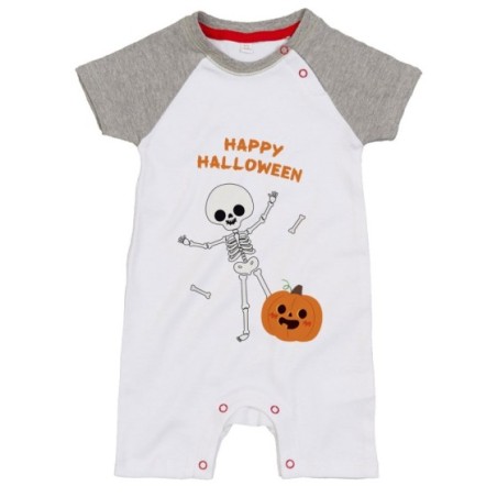 Pagliaccetto neonato happy halloween con scheletro e...