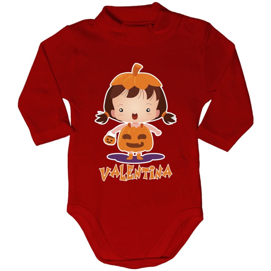 Body lupetto neonato personalizzato con nome piccola zucca Halloween