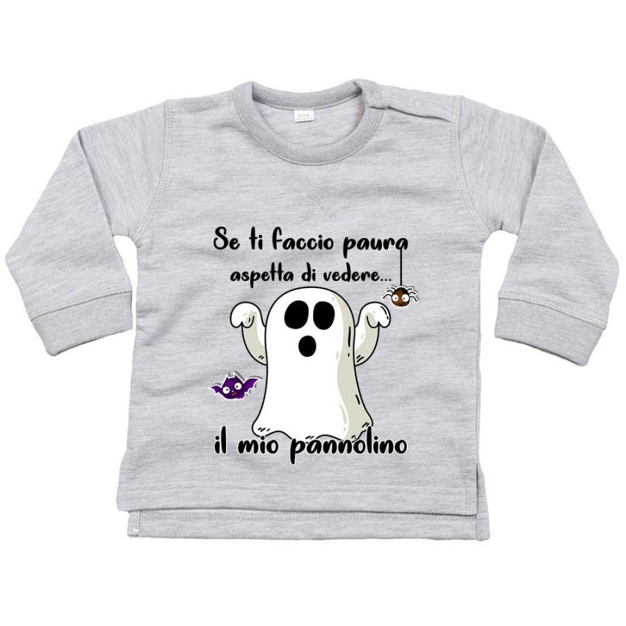 Felpa neonato se ti faccio paura aspetta di vedere il mio pannolino Halloween
