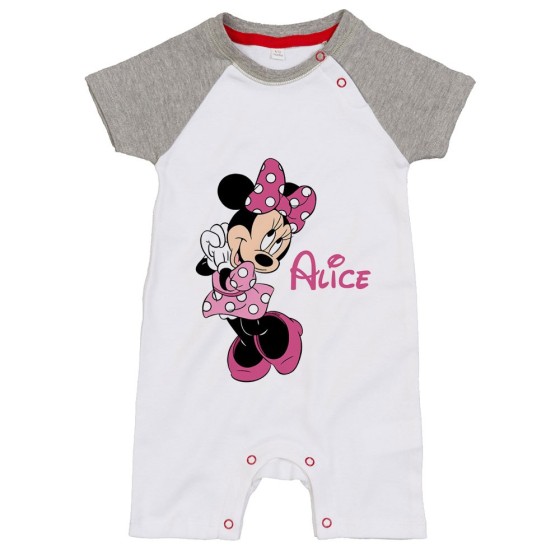 Pagliaccetto neonata personalizzato con nome cute minnie Cartoon