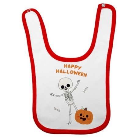 Bavaglino neonato happy halloween con scheletro e zucca...