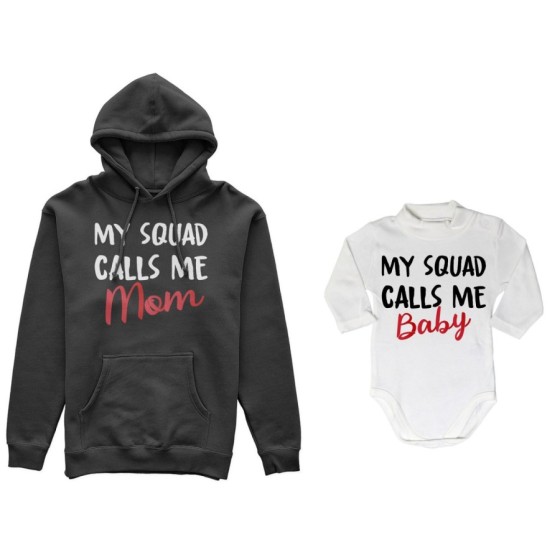 Coordinato felpe o body lupetto neonato madre figlio my squad calls me mom Per la mamma 2