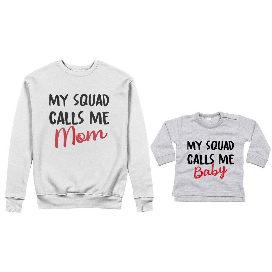 Coordinato felpe o body lupetto neonato madre figlio my squad calls me mom Per la mamma