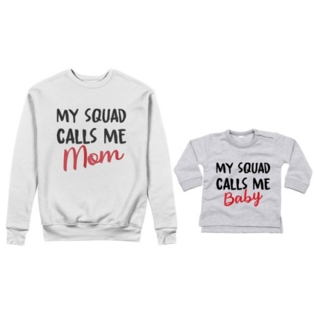 Coordinato felpe o body lupetto neonato madre figlio my squad calls me mom Per la mamma