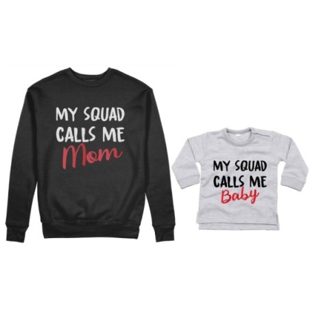 Coordinato felpe o body lupetto neonato madre figlio my squad calls me mom Per la mamma