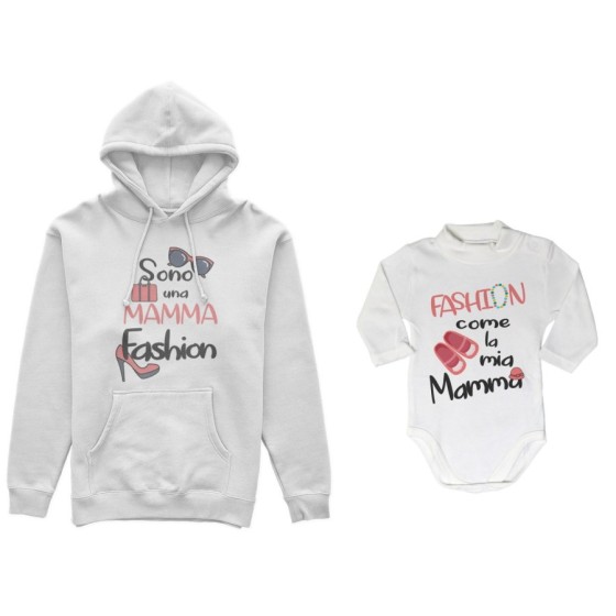 Coordinato felpe o body lupetto neonata madre figlia sono una mamma fashion fashion la mia mamma Per la mamma