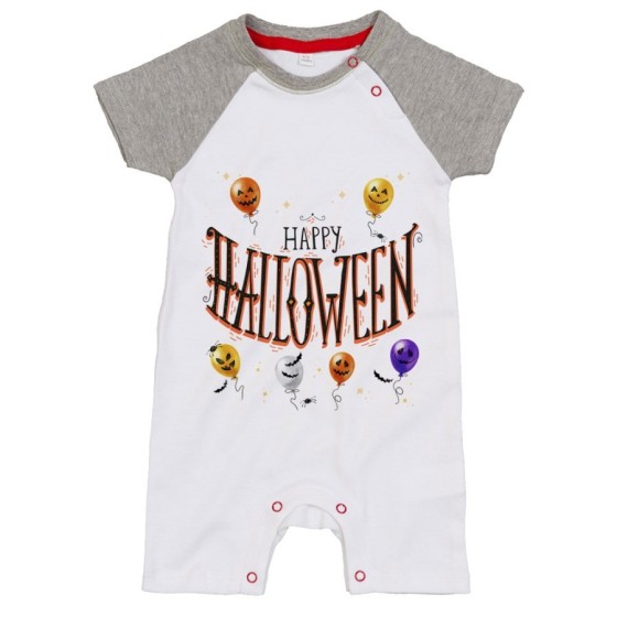 Pagliaccetto neonato happy halloween con palloncini terrificanti watercolor Halloween