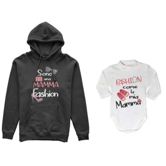Coordinato felpe o body lupetto neonata madre figlia sono una mamma fashion fashion la mia mamma Per la mamma 2