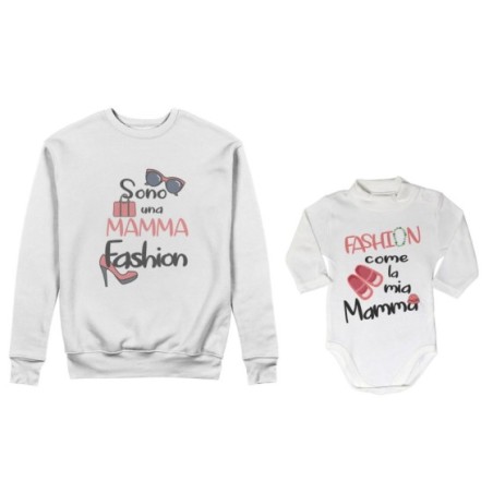 Coordinato felpe o body lupetto neonata madre figlia sono una mamma fashion fashion la mia mamma Per la mamma