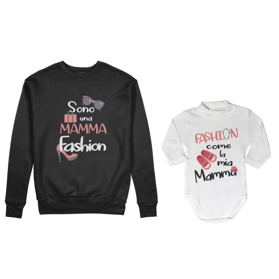 Coordinato felpe o body lupetto neonata madre figlia sono una mamma fashion fashion la mia mamma Per la mamma