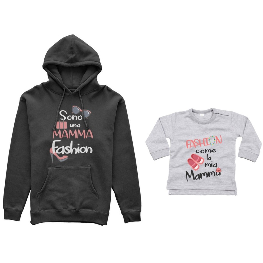 Coordinato felpe o body lupetto neonata madre figlia sono una mamma fashion fashion la mia mamma Per la mamma
