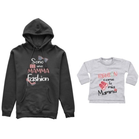 Coordinato felpe o body lupetto neonata madre figlia sono una mamma fashion fashion la mia mamma Per la mamma