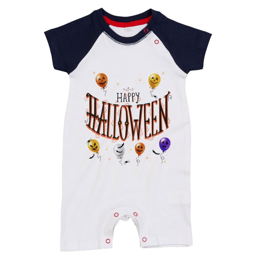 Pagliaccetto neonato happy halloween con palloncini terrificanti watercolor Halloween