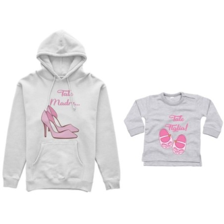 Coordinato felpe o body lupetto neonata madre figlia tale madre scarpa con tacco tale figlia scarpine Per la mamma