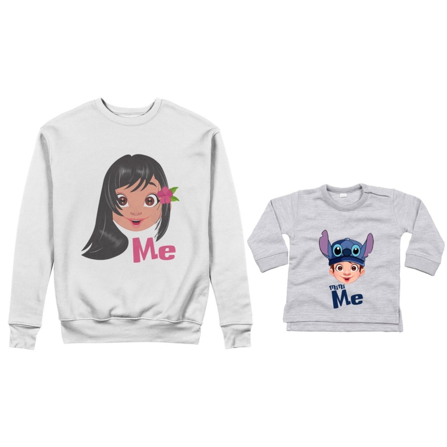 Coordinato felpe o body lupetto neonato madre figlio me lilo mini stich Per la mamma