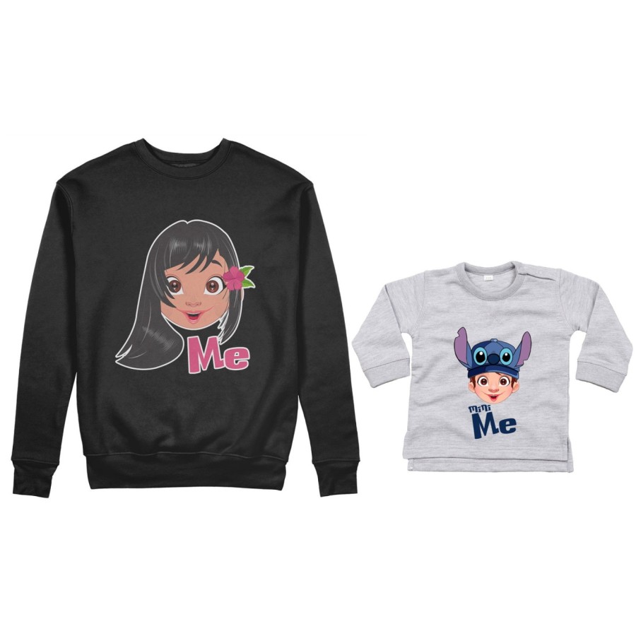 Coordinato felpe o body lupetto neonato madre figlio me lilo mini stich Per la mamma