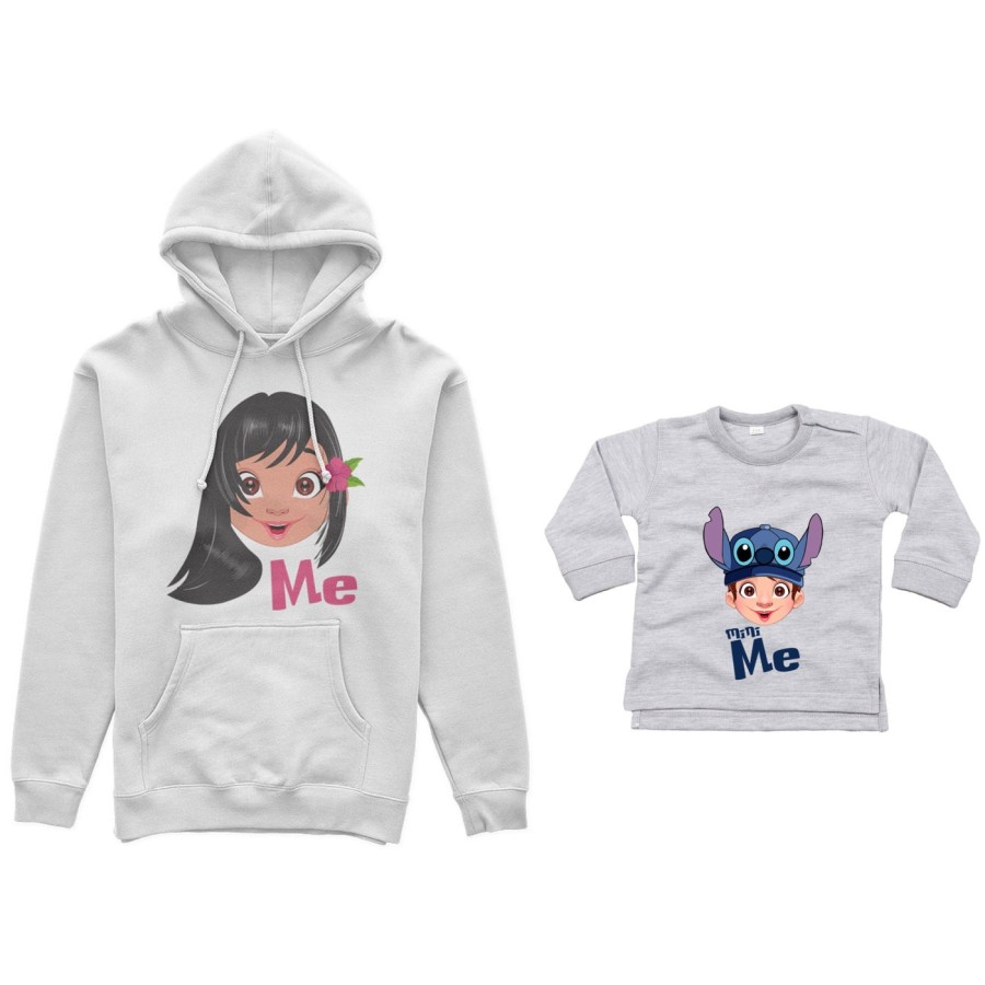 Coordinato felpe o body lupetto neonato madre figlio me lilo mini stich Per la mamma