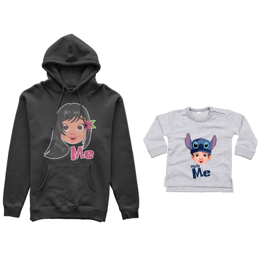 Coordinato felpe o body lupetto neonato madre figlio me lilo mini stich Per la mamma