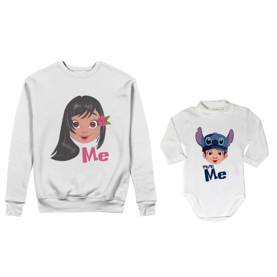 Coordinato felpe o body lupetto neonato madre figlio me lilo mini stich Per la mamma