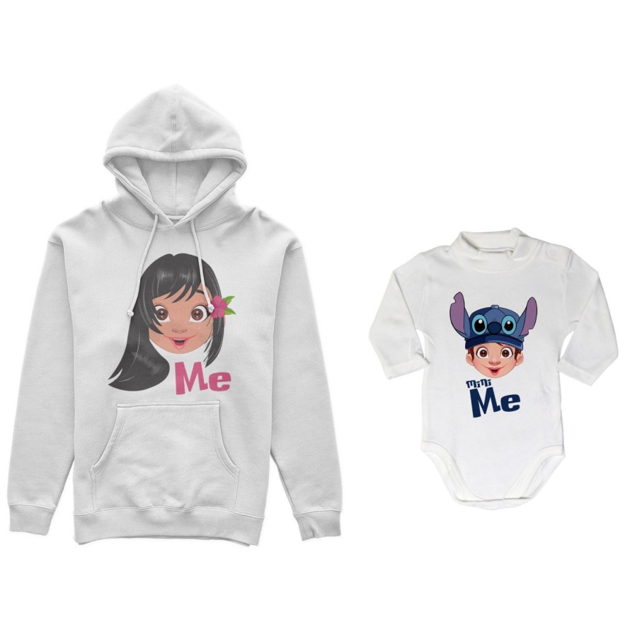 Coordinato felpe o body lupetto neonato madre figlio me lilo mini stich Per la mamma