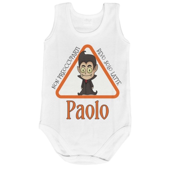 Body neonato personalizzato con nome non preoccuparti bevo solo latte Halloween