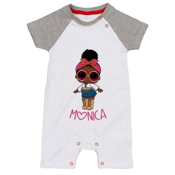 Pagliaccetto neonata personalizzato con nome lol con la bandana e occhiali Cartoon