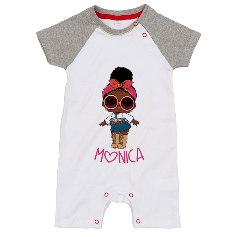 Pagliaccetto neonata personalizzato con nome lol con la bandana e occhiali Cartoon