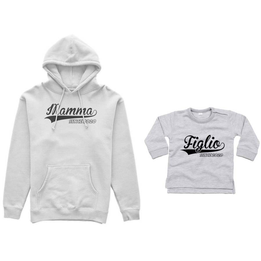 Coordinato felpe o body lupetto madre figlio personalizzato con anno mamma since figlia figlio since Per la mamma
