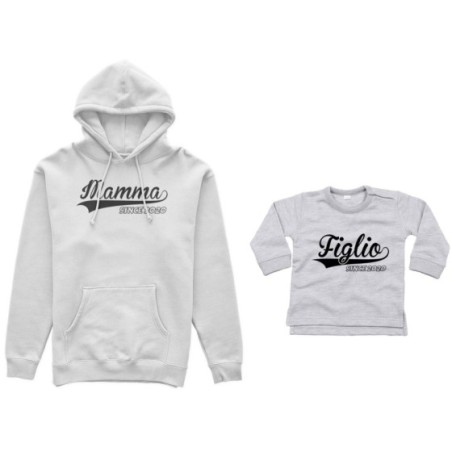 Coordinato felpe o body lupetto madre figlio personalizzato con anno mamma since figlia figlio since Per la mamma