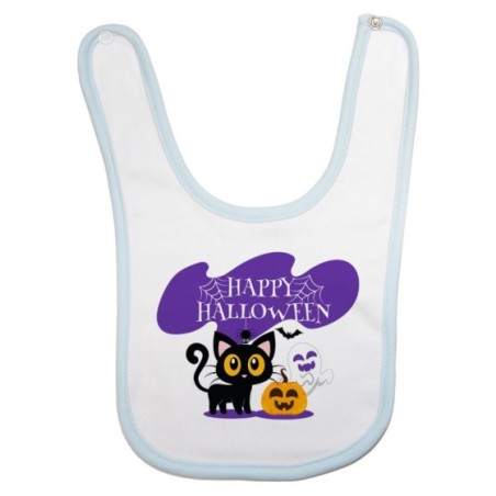 Bavaglino neonato happy halloween con gattino zucca e fantasmino Halloween