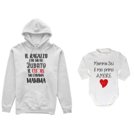 Coordinato felpe o body lupetto madre figlio il ragazzo...