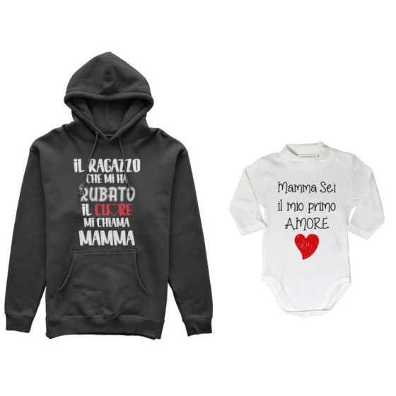 Coordinato felpe o body lupetto madre figlio il ragazzo che mi ha rubato il cuore mi chiama mamma Per la mamma 2