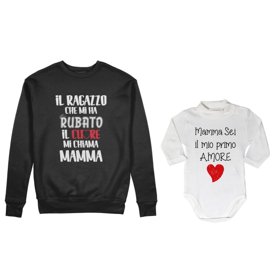 Coordinato felpe o body lupetto madre figlio il ragazzo che mi ha rubato il cuore mi chiama mamma Per la mamma