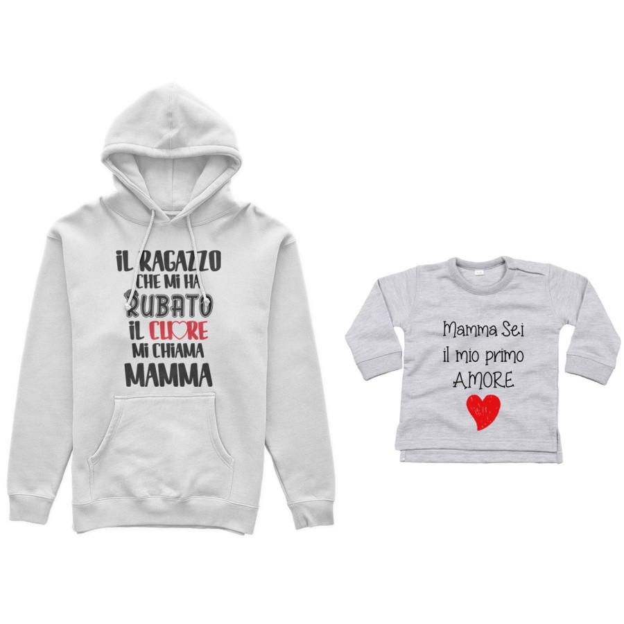 Coordinato felpe o body lupetto madre figlio il ragazzo che mi ha rubato il cuore mi chiama mamma Per la mamma