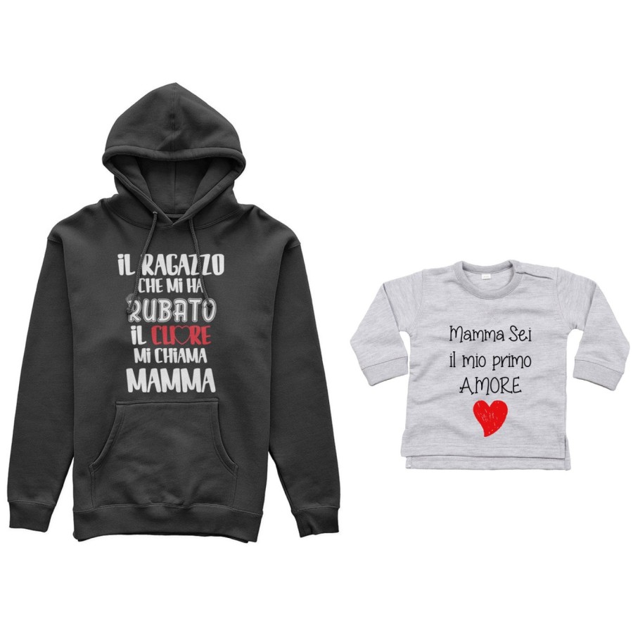 Coordinato felpe o body lupetto madre figlio il ragazzo che mi ha rubato il cuore mi chiama mamma Per la mamma