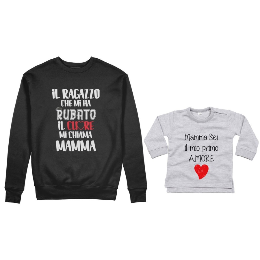 Coordinato felpe o body lupetto madre figlio il ragazzo che mi ha rubato il cuore mi chiama mamma Per la mamma