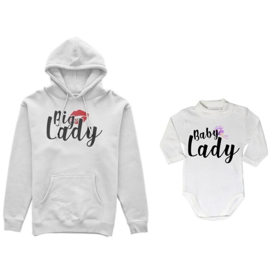 Coordinato felpe o body lupetto neonato madre figlio big lady baby lady baby boy Per la mamma