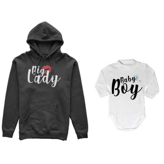 Coordinato felpe o body lupetto neonato madre figlio big lady baby lady baby boy Per la mamma 2