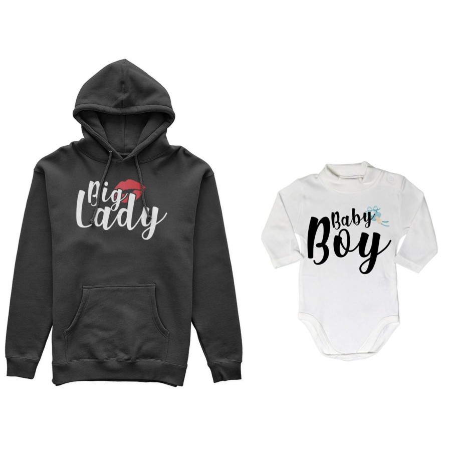 Coordinato felpe o body lupetto neonato madre figlio big lady baby lady baby boy Per la mamma
