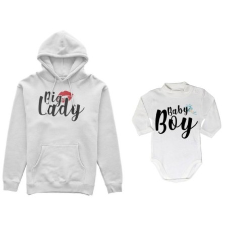 Coordinato felpe o body lupetto neonato madre figlio big lady baby lady baby boy Per la mamma