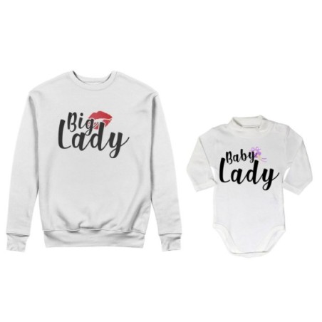 Coordinato felpe o body lupetto neonato madre figlio big lady baby lady baby boy Per la mamma
