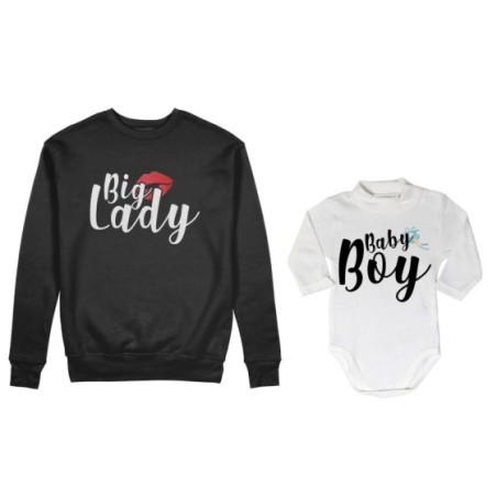 Coordinato felpe o body lupetto neonato madre figlio big lady baby lady baby boy Per la mamma