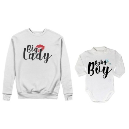 Coordinato felpe o body lupetto neonato madre figlio big lady baby lady baby boy Per la mamma