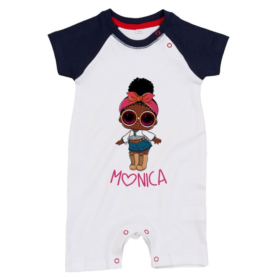 Pagliaccetto neonata personalizzato con nome lol con la bandana e occhiali Cartoon