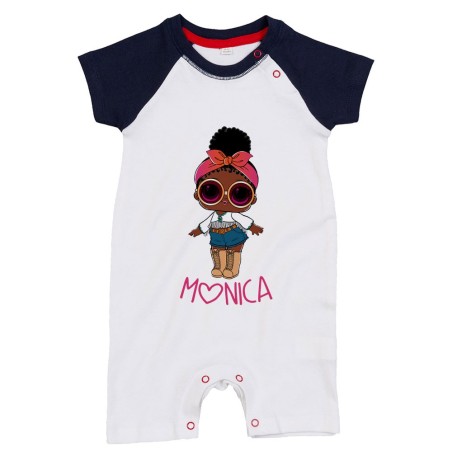 Pagliaccetto neonata personalizzato con nome lol con la bandana e occhiali Cartoon