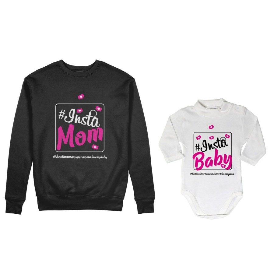 Coordinato felpe o body lupetto neonato madre figlio insta mom insta baby Per la mamma