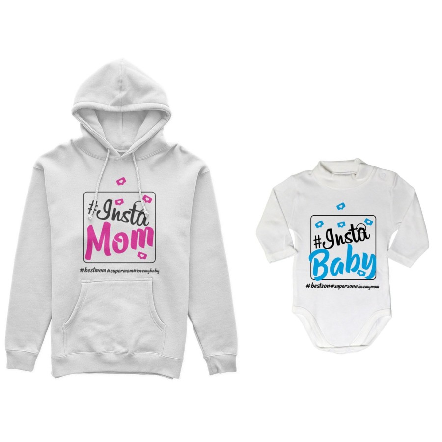 Coordinato felpe o body lupetto neonato madre figlio insta mom insta baby Per la mamma