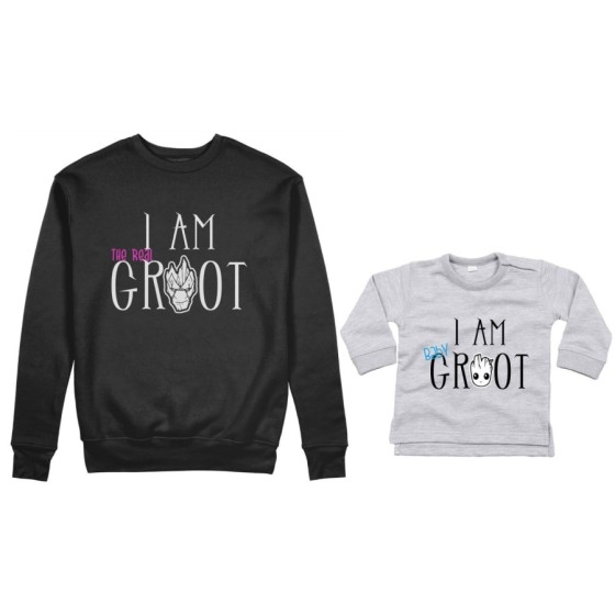 Coordinato felpe o body lupetto neonato madre figlio i am the real groot i am baby groot Per la mamma 2
